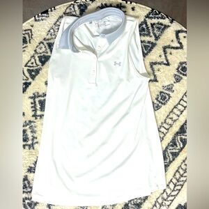 Adidas sleeveless white golf shirt-size small